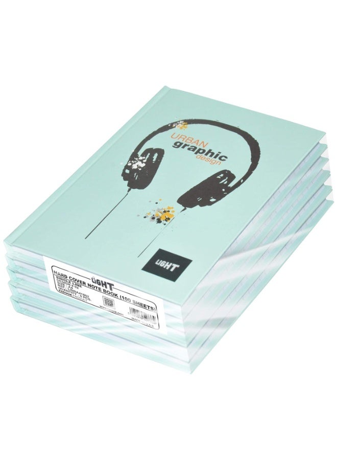 FIS Light Hard Cover Notebook, Pack of 5 Pieces, Single Line, A4 Size, 100 Sheets - LINBA41802 - Image 1